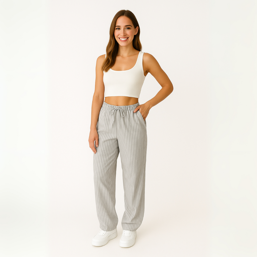 Dames Broek met Strepen - voor Zomerstijl - Hoge middel