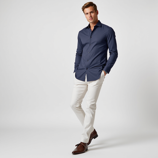 Heren Overhemd - Anti-Kreukel Materiaal - Slim Fit