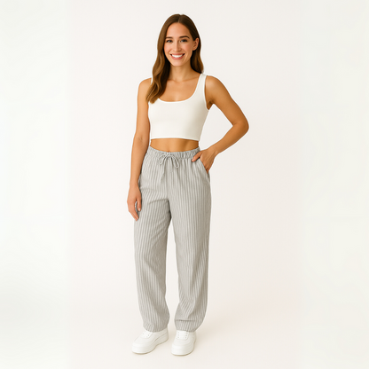 Dames Broek met Strepen - voor Zomerstijl - Hoge middel