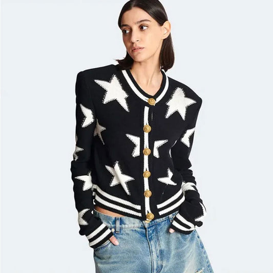 Gebreide cardigan met gouden knopen