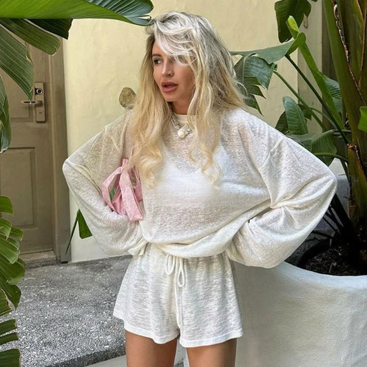 Transparante Top met Knoopshorts