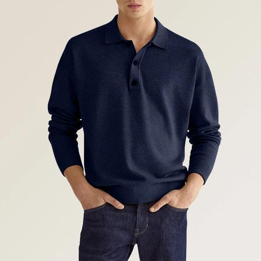 Heren Zacht Poloshirt - Lange Mouwen - Regular Fit