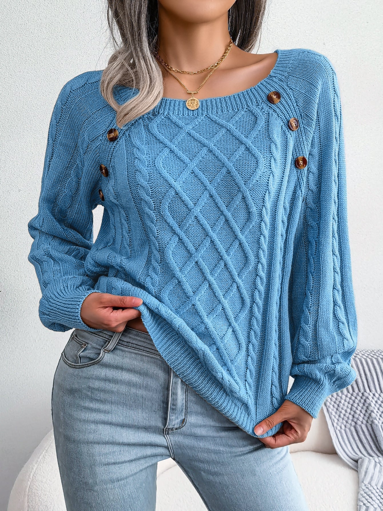 Variant image for Zwarte Trui Dames - Gevlochten Structuur - Warme Lange Pullover-13