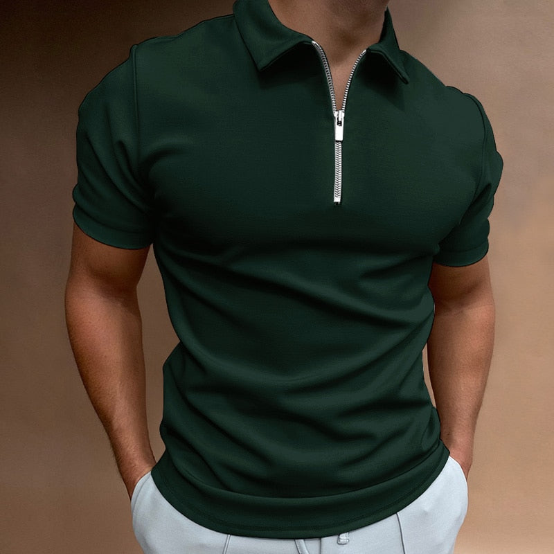 Heren Poloshirt - Ritssluiting - Sportieve Elegantie - Ademend Katoen-4