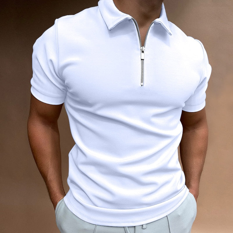 Heren Poloshirt - Ritssluiting - Sportieve Elegantie - Ademend Katoen-1