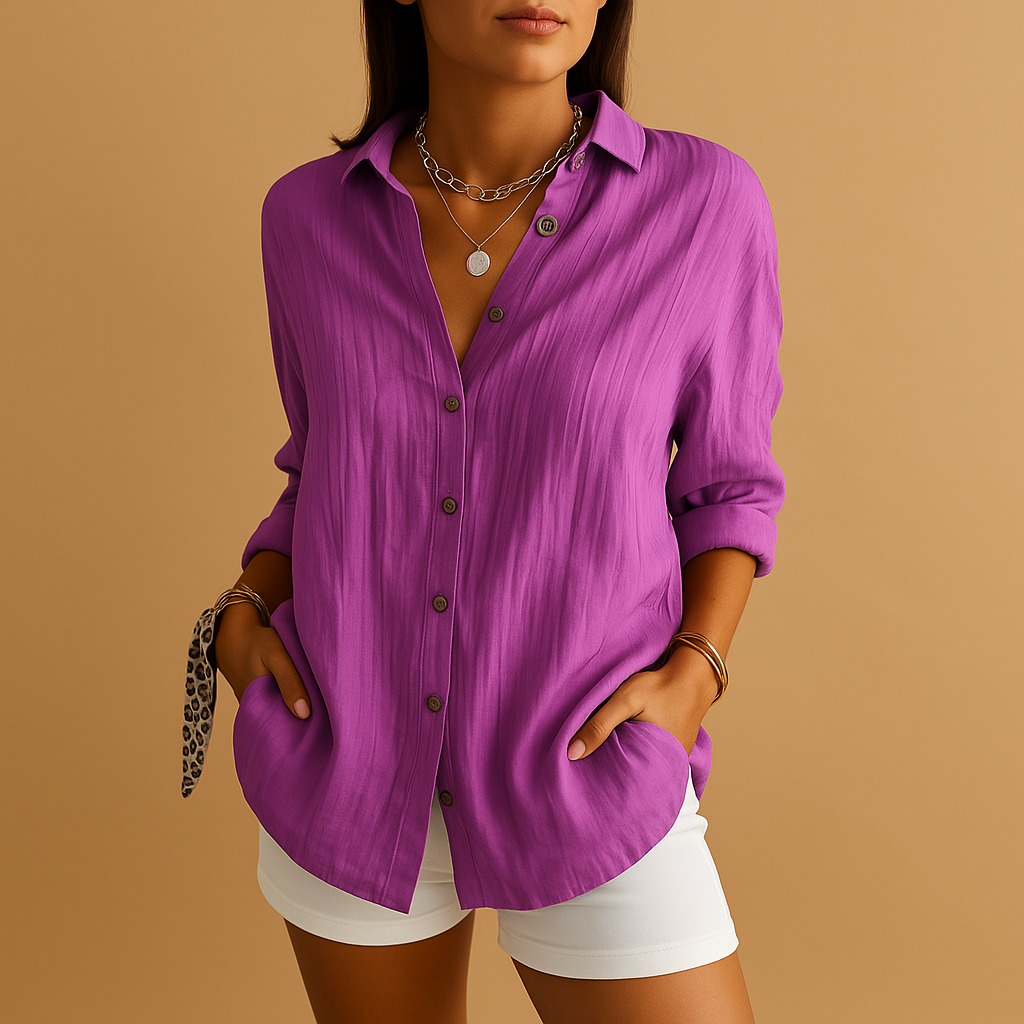 Variant image for Witte Blouse Dames - Luchtig - Katoen-Linnen Mix - Ontspannen Pasvorm-57