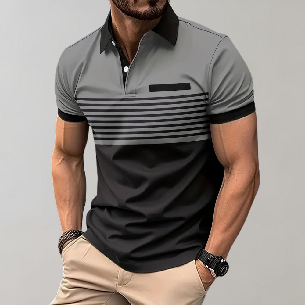 Heren Polo Shirt - Gestreept - Sportieve Elegantie - Ademend - Casual-6