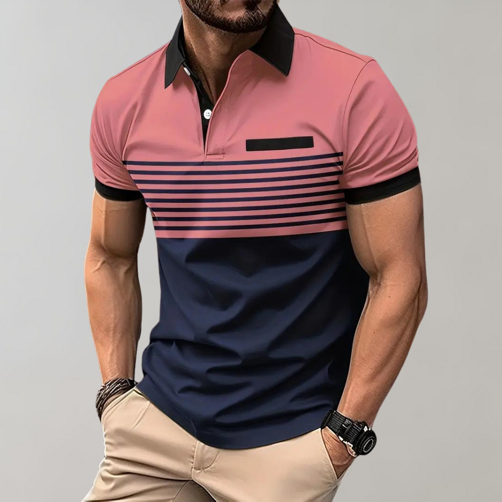 Heren Polo Shirt - Gestreept - Sportieve Elegantie - Ademend - Casual-3