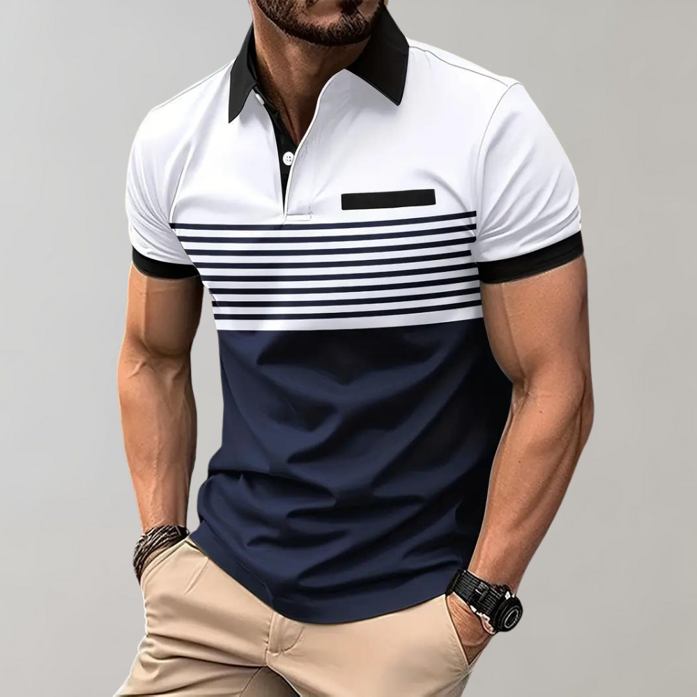 Heren Polo Shirt - Gestreept - Sportieve Elegantie - Ademend - Casual-1