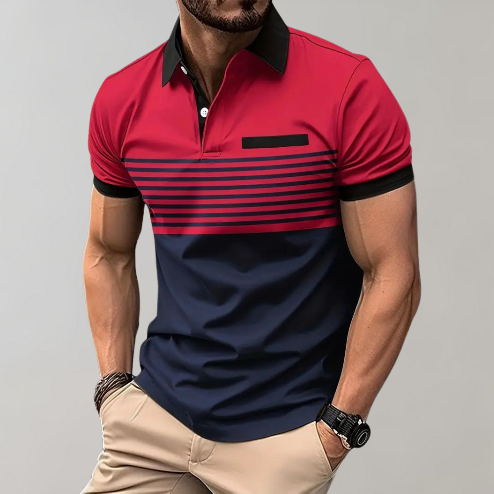Heren Polo Shirt - Gestreept - Sportieve Elegantie - Ademend - Casual-2